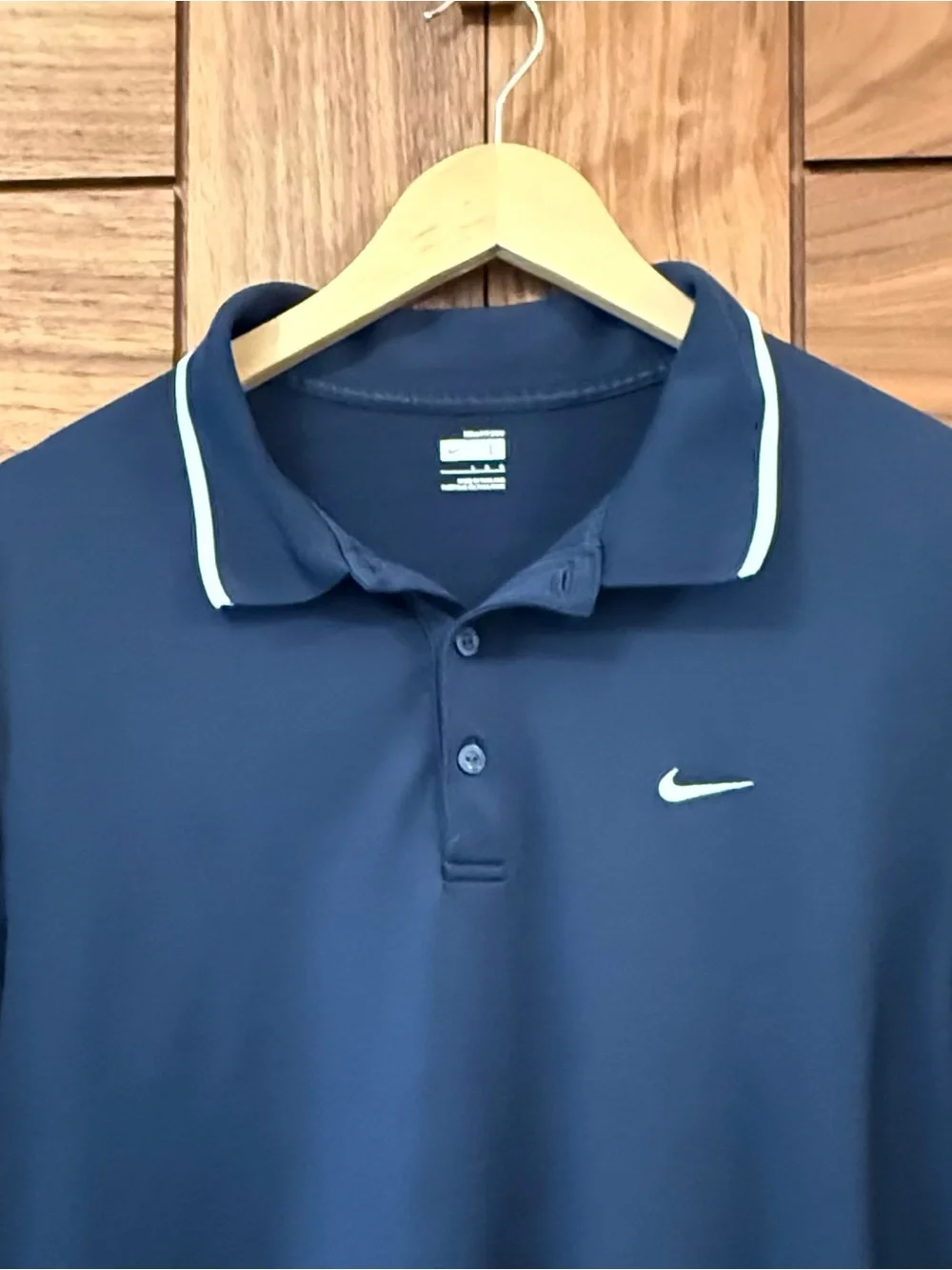 Nike FIT DRY Men's Navy Polo Shirt with Contrast Trim Large